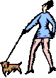 animated graphic of lady walking dog